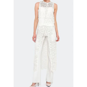 Alice + Olivia Crochet Off White Lace Sleeveless Top Long Maxi Tunic Dress XS